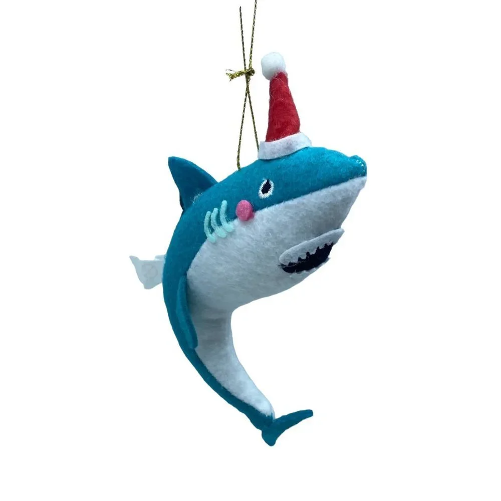 NWT Target Christmas Holiday Santa Hat Funny‎ Shark Plush Ornament 6.25”